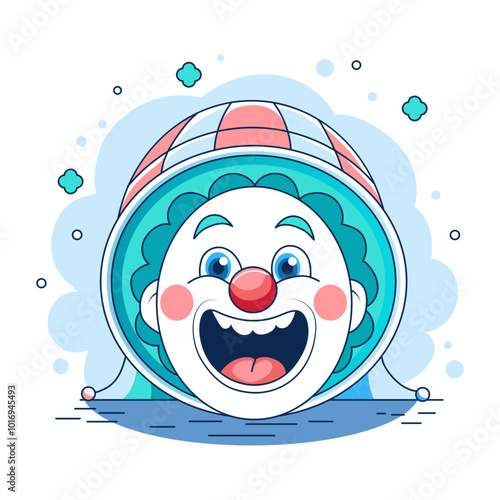 A flat illustration of clown face 