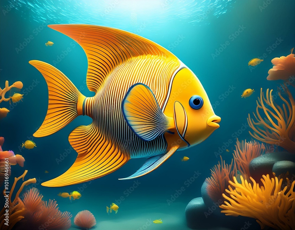 Fototapeta premium Beautiful Colorful Tropical Angel Fish Underwater in a Coral Reef