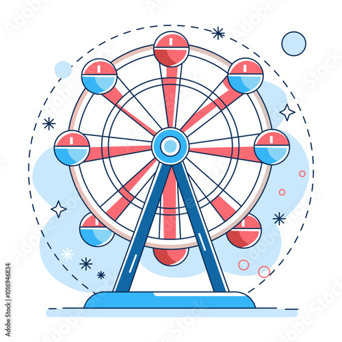 A flat style illustration of ferris wheel 