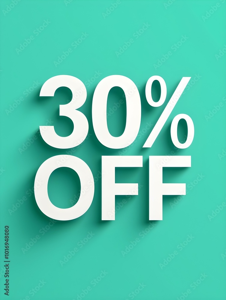 White '30% OFF' Promotional Sign on a Green Background White '30% OFF' Promotional Sign on a Green Background