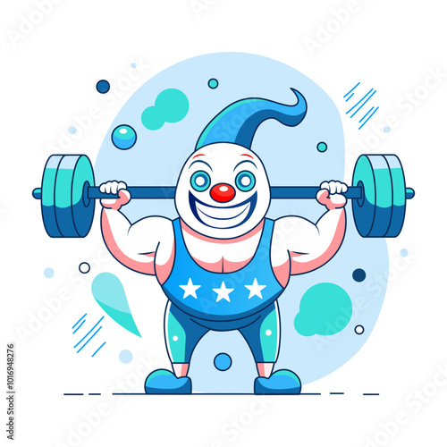 Circus weightlifter illustration in flat style 