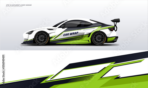 Sporty Racing Car wrap green livery design