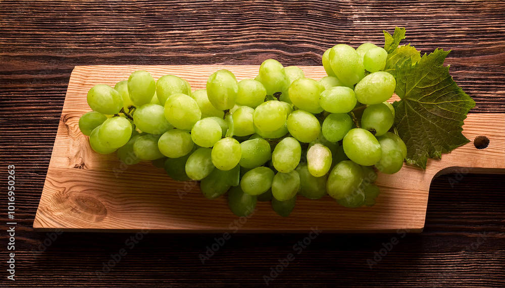 green grapes on a wooden cutting board, isolated against a wooden background green grapes on a wooden cutting board, isolated against a wooden background