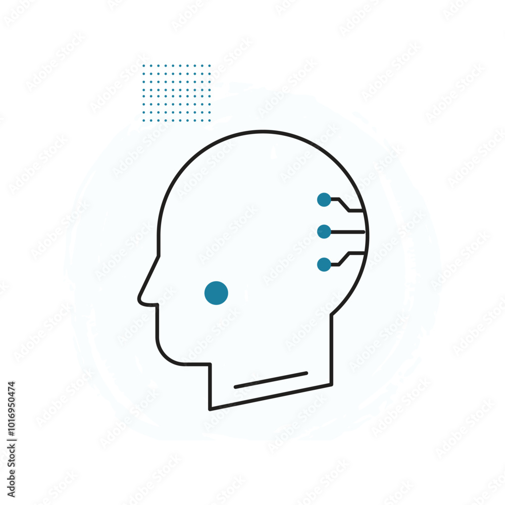 Human-AI Integration for Enhanced Intelligence Vector Icon Design, augmented cognition, AI head, tech innovation Human-AI Integration for Enhanced Intelligence Vector Icon Design, augmented cognition, AI head, tech innovation