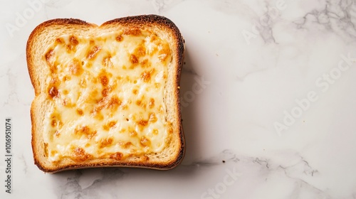 Delicious croque monsieur with bechamel sauce, isolated on a light marble background photo