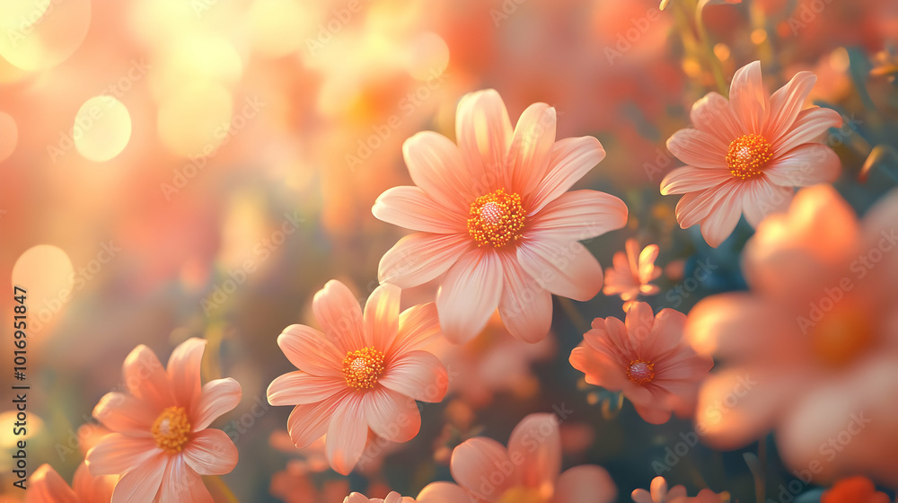 Fototapeta premium Peach Flower Bloom Illustration
