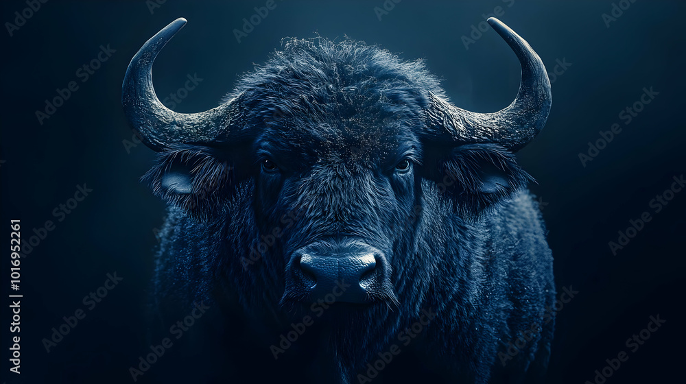 Naklejka premium Dark Blue Buffalo Illustration