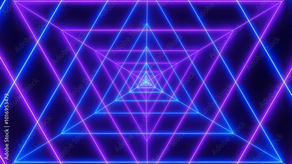 Amazing brown neon light tunnel background, abstract background with neon glowing lines