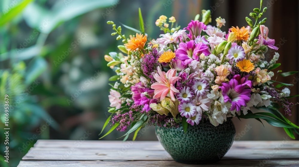 Vibrant Floral Arrangement in a Decorative Vase Vibrant Floral Arrangement in a Decorative Vase