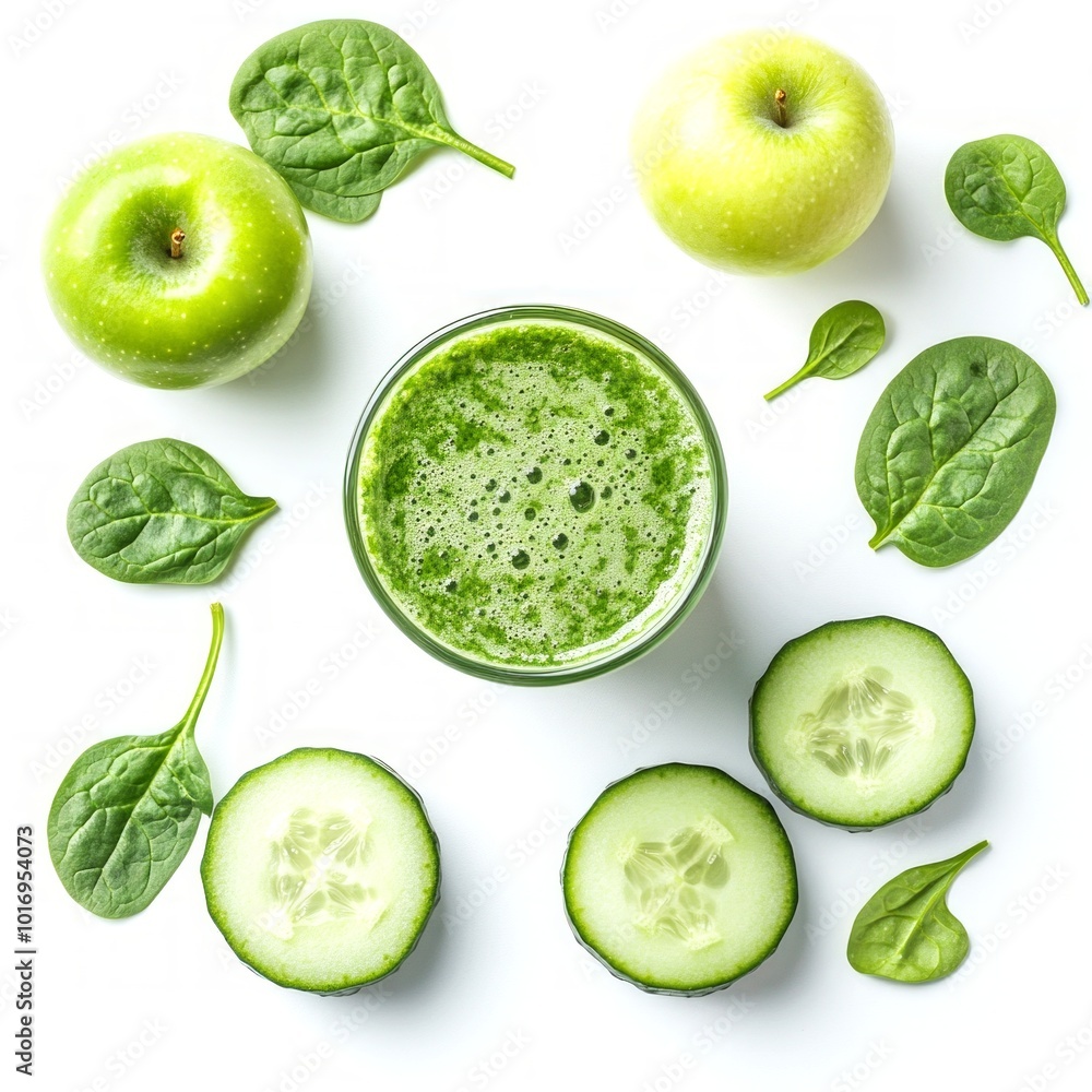 Fresh green smoothie in a glass surrounded by vibrant green apples and cucumbers. A healthy drink rich in nutrients. Perfect for a refreshing boost. Great for wellness. AI Fresh green smoothie in a glass surrounded by vibrant green apples and cucumbers. A healthy drink rich in nutrients. Perfect for a refreshing boost. Great for wellness. AI