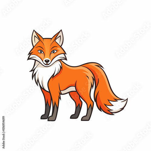 Cartoon Elegant Fox Art Vector Illustration for Modern Design