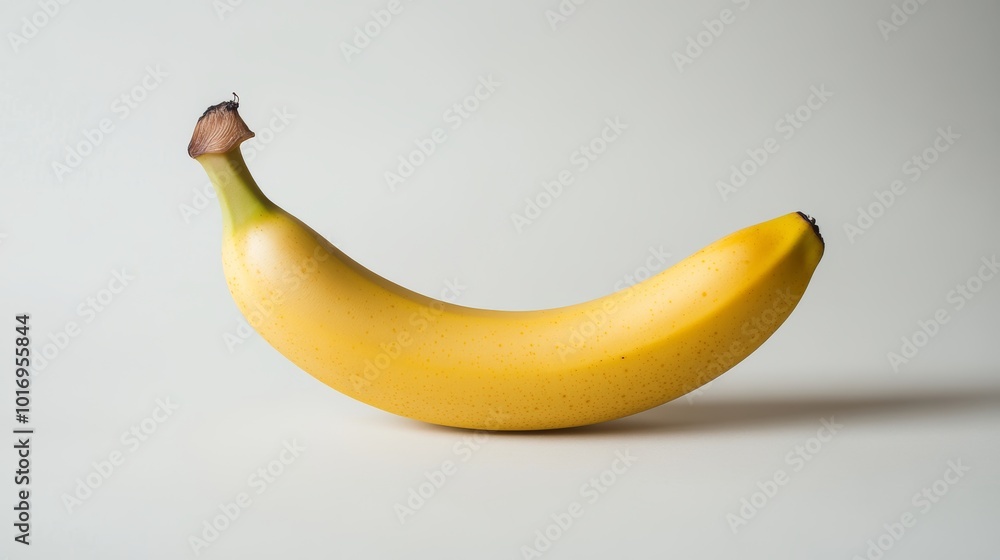 A solitary banana is showcased against a white backdrop. A solitary banana is showcased against a white backdrop.