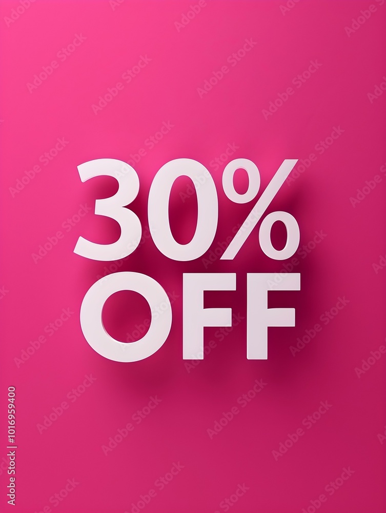 White '30% OFF' Promotional Sign on a Magenta Background White '30% OFF' Promotional Sign on a Magenta Background