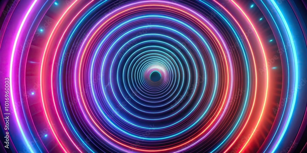 Mesmerizing hypnotic spiral pattern with neon lights panoramic Mesmerizing hypnotic spiral pattern with neon lights panoramic