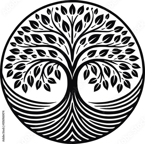 Tree of Life tribal vector black, generative ai, vector illustration.