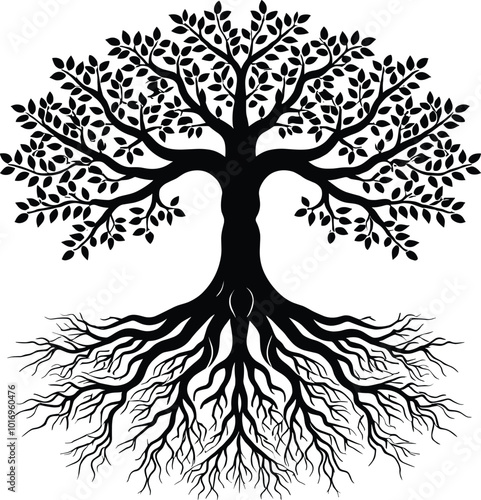 Tree of Life tribal vector black, generative ai, vector illustration.