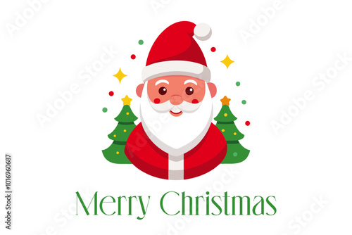 Santa claus avatar vector graphics with writing merry christmas