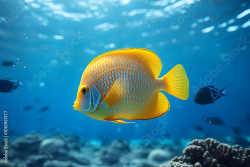 Three spot angelfish Apolemichthys trimaculatus a yellow