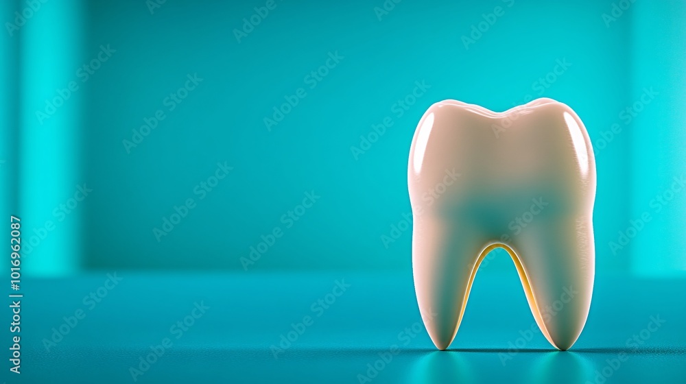 Close-up view of a single human tooth displayed against a vivid blue backdrop, illustrating proper dental hygiene practices with a focus on cleanliness and health Close-up view of a single human tooth displayed against a vivid blue backdrop, illustrating proper dental hygiene practices with a focus on cleanliness and health
