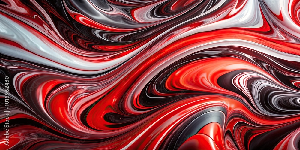 Abstract liquid swirls of red black and white aerial Abstract liquid swirls of red black and white aerial