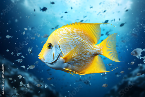 Three spot angelfish Apolemichthys trimaculatus a yellow