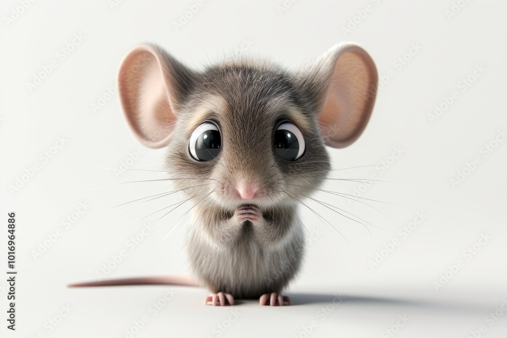 Cute baby mouse with big eyes on white background Cute baby mouse with big eyes on white background