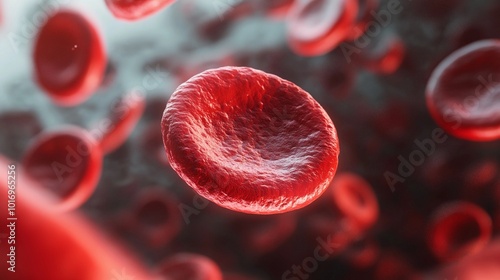 Obraz na płótnie red blood cells in the bloodstream, dynamic movement, detailed close-up of their disc-shaped structure, vibrant and rich red color w salonie