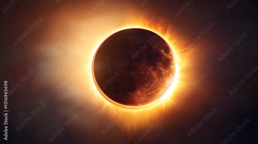 Stunning Solar Eclipse with Glowing Corona Effect Stunning Solar Eclipse with Glowing Corona Effect