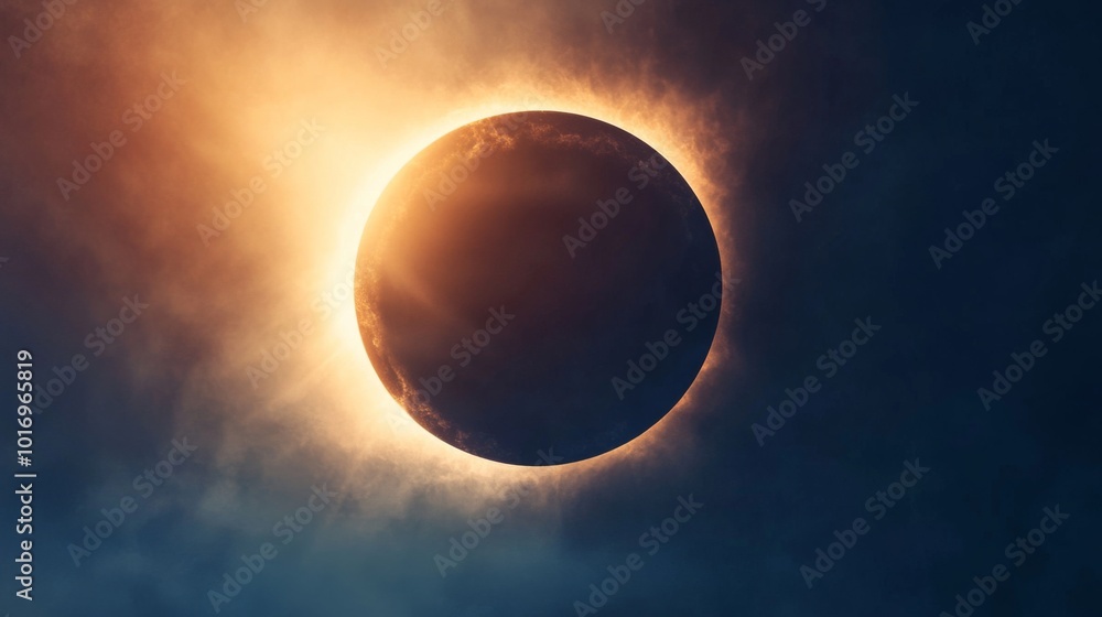 Stunning Solar Eclipse with Illuminated Atmosphere Stunning Solar Eclipse with Illuminated Atmosphere