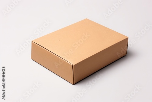 Brown box cardboard carton white background.