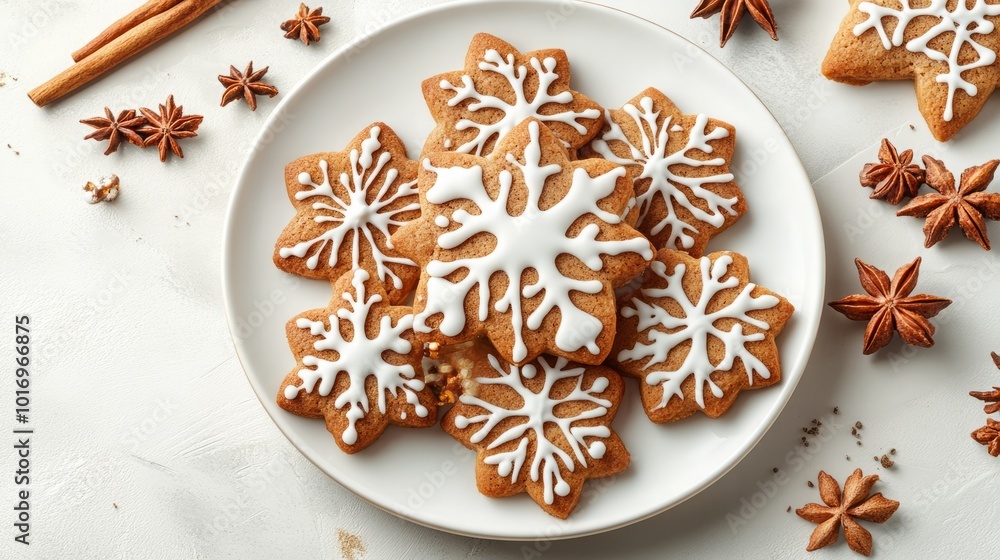 Fototapeta premium Christmas cookies, decorated, food stylist, winter dessert