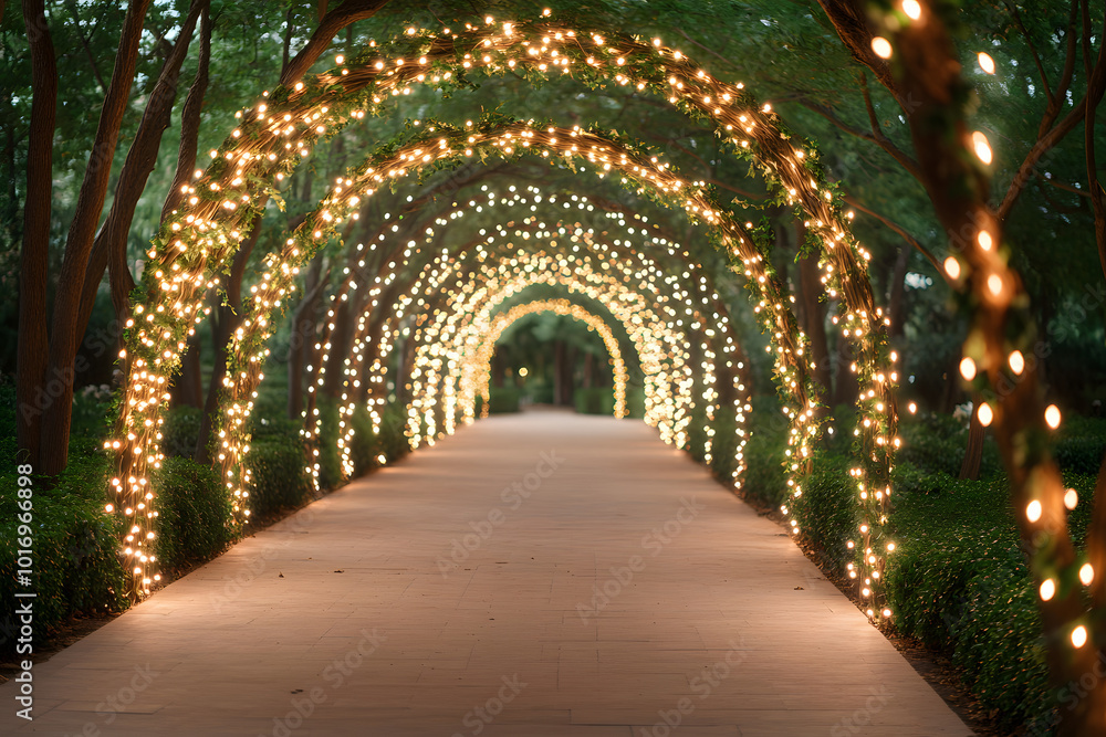 Archway Made of Lighted Garlands Creates an Enchanting Atmosphere | Magical Entryway for Festive Events and Celebrations Archway Made of Lighted Garlands Creates an Enchanting Atmosphere | Magical Entryway for Festive Events and Celebrations