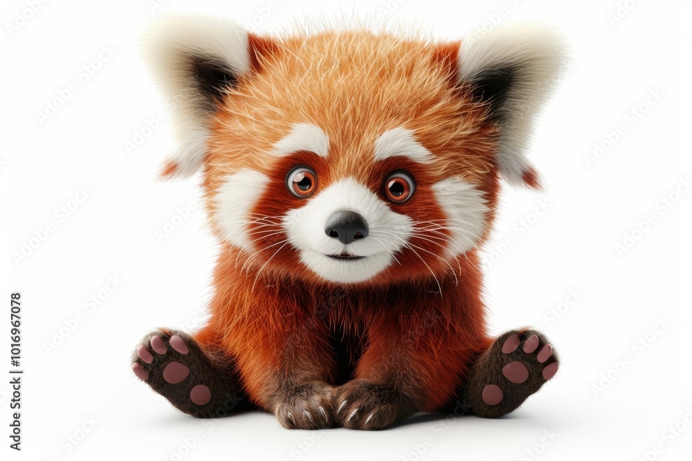 Adorable red panda cub sitting and smiling Adorable red panda cub sitting and smiling