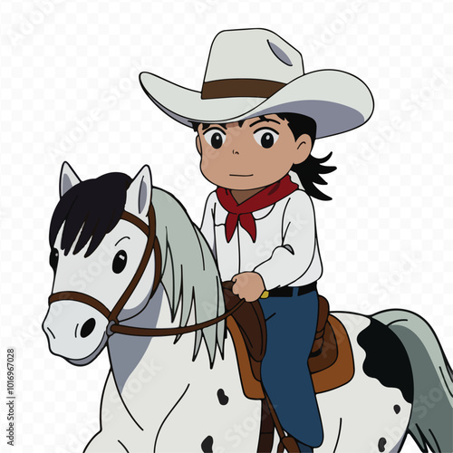 Set of Wild West Elements: Cowboy Equipment, Rodeo Silhouettes, and Lasso-Throwing American Cowboys on Horseback