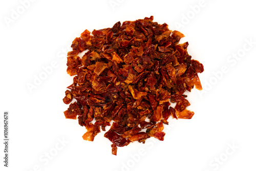 Dried tomatoes isolated on a white background.