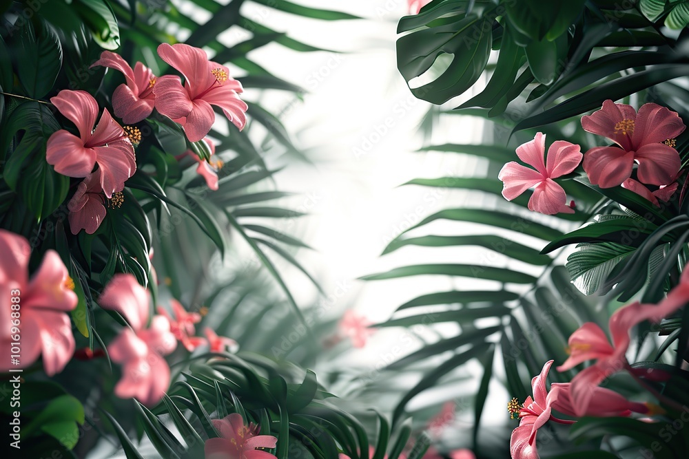 Tropical Flowers and Lush Leaves Tropical Flowers and Lush Leaves