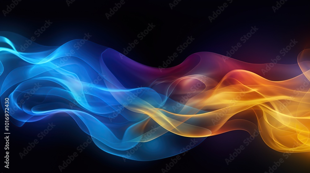 Abstract colorful smoke swirls on a dark background, digital art, design element, and wallpaper Abstract colorful smoke swirls on a dark background, digital art, design element, and wallpaper