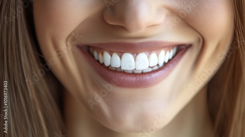 Natural Smiling Woman with White Teeth Close-up Portrait