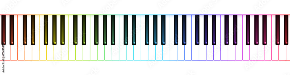 Naklejka premium Piano keyboard seamless. Top view. Colored piano keys. Music instrument. Vector illustration EPS 10