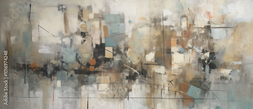 Textured background in cream and brown tones, abstract painting. © Andreas