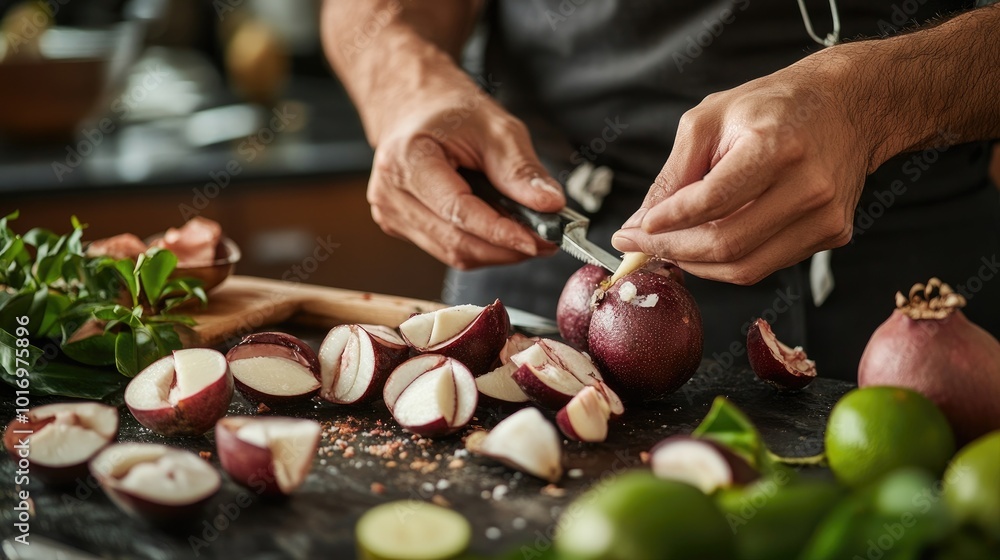 Preparation of Fresh Vegetables in a Kitchen Setting Preparation of Fresh Vegetables in a Kitchen Setting