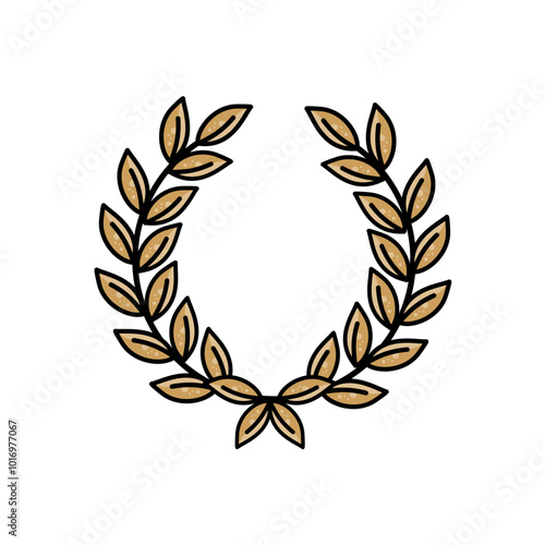 laurel wreath, hand-painted in retro style