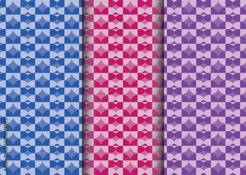 Overlapping semi-circles vibrant geometric textile, fabric patterns.