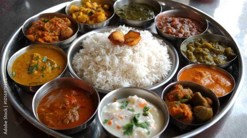 Delicious Indian Thali with Varieties of Dishes Delicious Indian Thali with Varieties of Dishes
