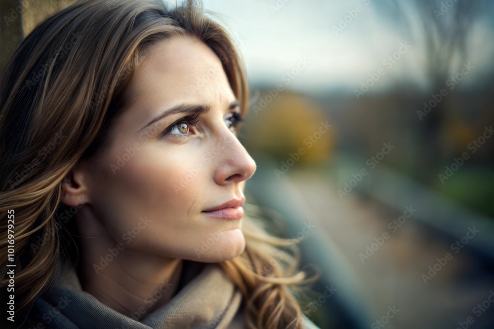 Thoughtful young woman lost in contemplation Thoughtful young woman lost in contemplation