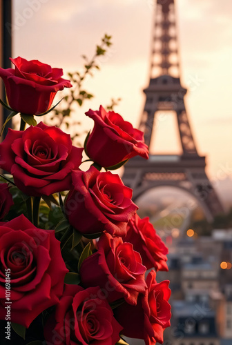 rose and eiffel tower