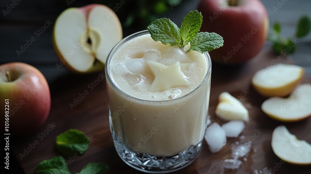 Refreshing Apple Smoothie with Mint Garnish Refreshing Apple Smoothie with Mint Garnish