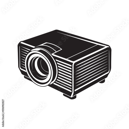 Projector silhouette  vector art illustration black color white background 
