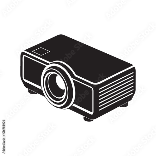 Projector silhouette  vector art illustration black color white background 
