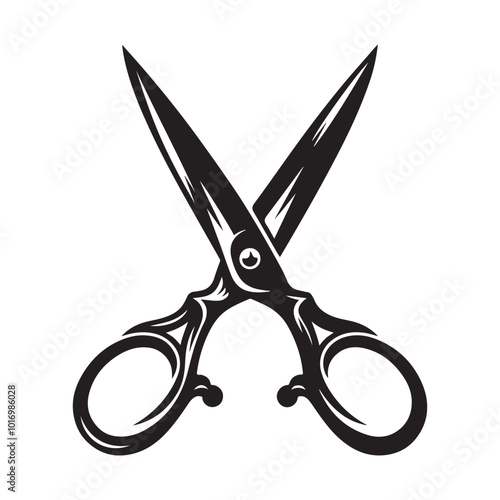 Scissors silhouette vector art illustration black color white background